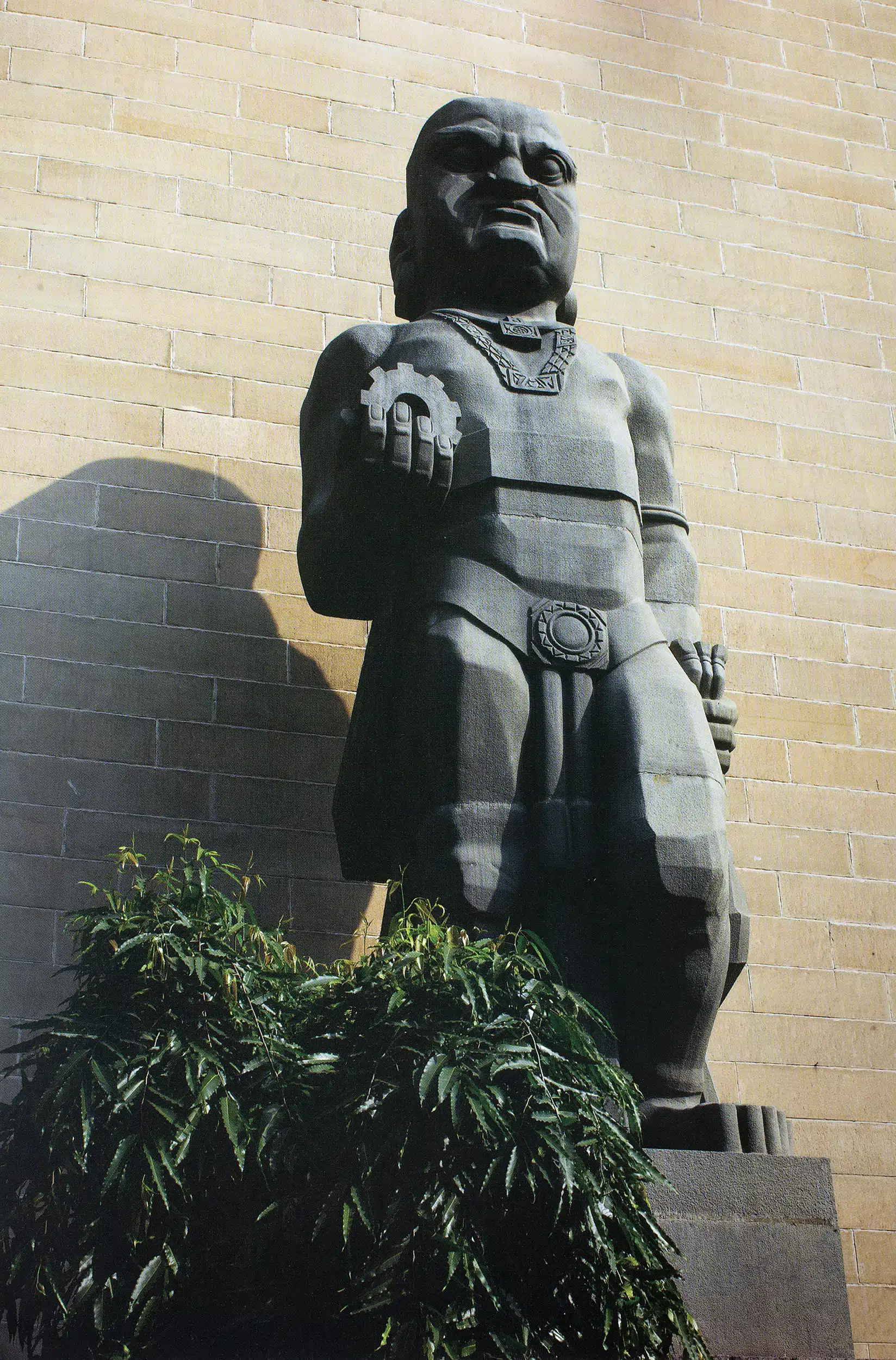 Ramkinkar Baij. Yaksha sculpture that stands outside the Reserve Bank of India in New Delhi. Sandstone. Installation view, Courtesy of DAG
