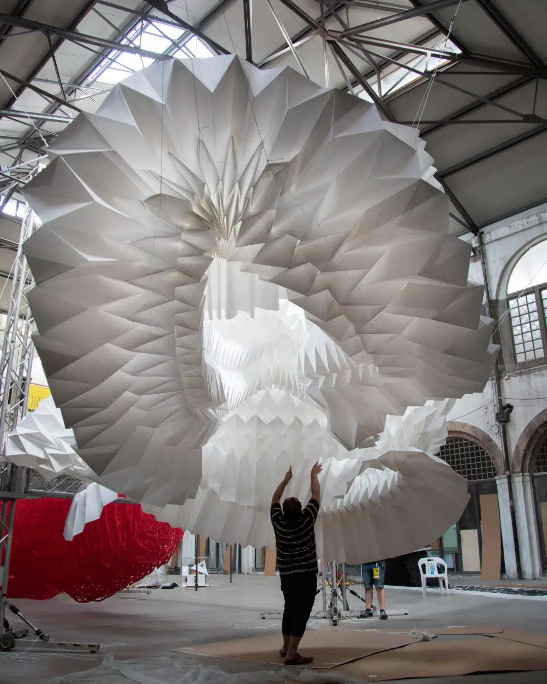 Ankon Mitra. The Sights and Sounds of the Cosmos, 2018. Polypropylene hand-folded, nylon cords. Courtesy of the artist