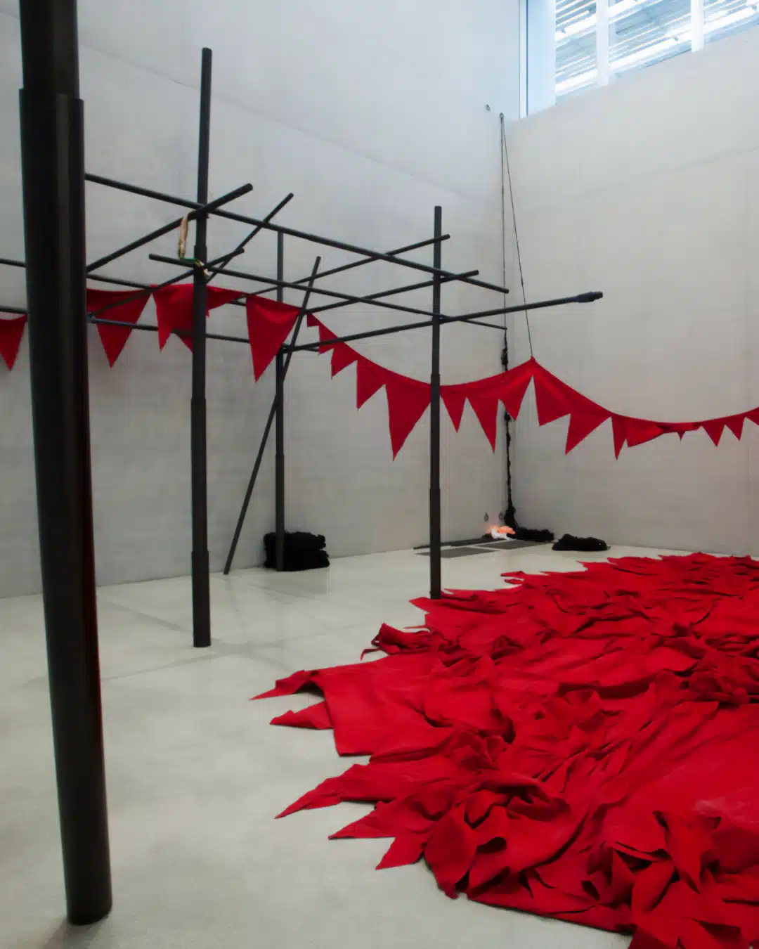 Sheela Gowda. And that is no lie, 2015. Textile, thread and mixed media. Installation view. Courtesy of Perez Art Museum Miami