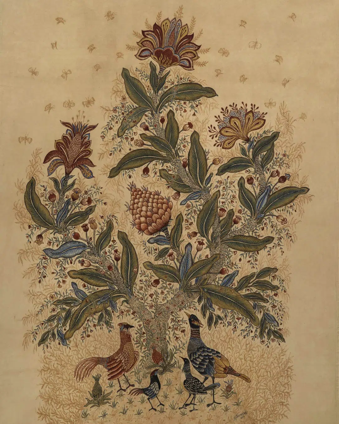 Ajit Kumar Das. Jeevan Taru 2, Year Unknown. Handpainted with natural dyes on cotton textile. Courtesy of Gallery Art Motif.