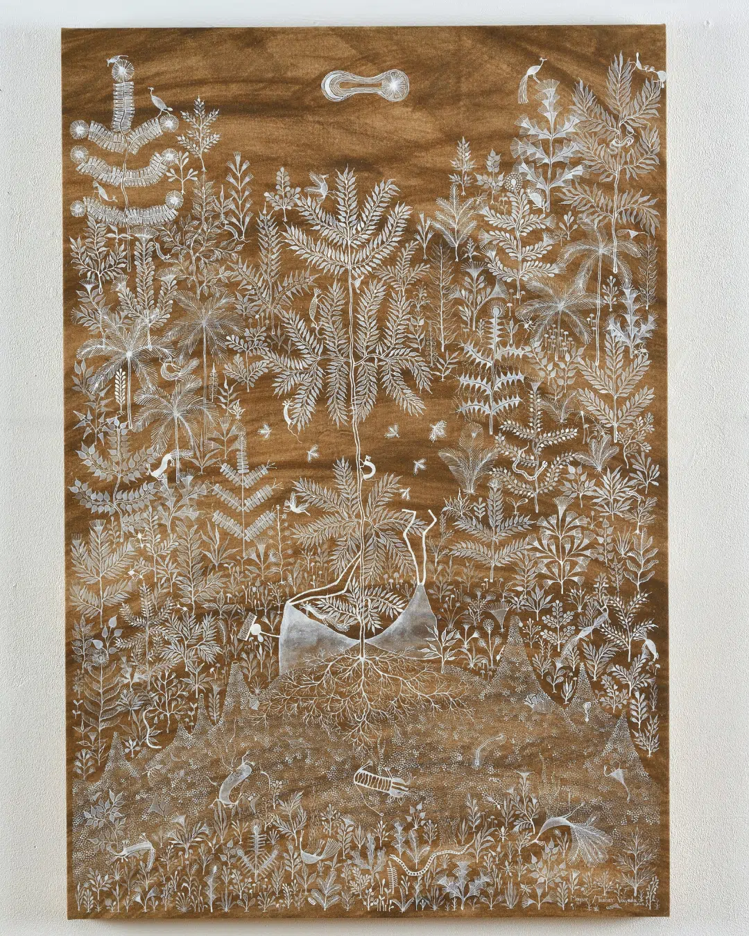 Vayeda Brothers. Ashes to Ashes (Rebirth), 2022. Rice paste and acrylic on canvas. Courtesy of the artists.