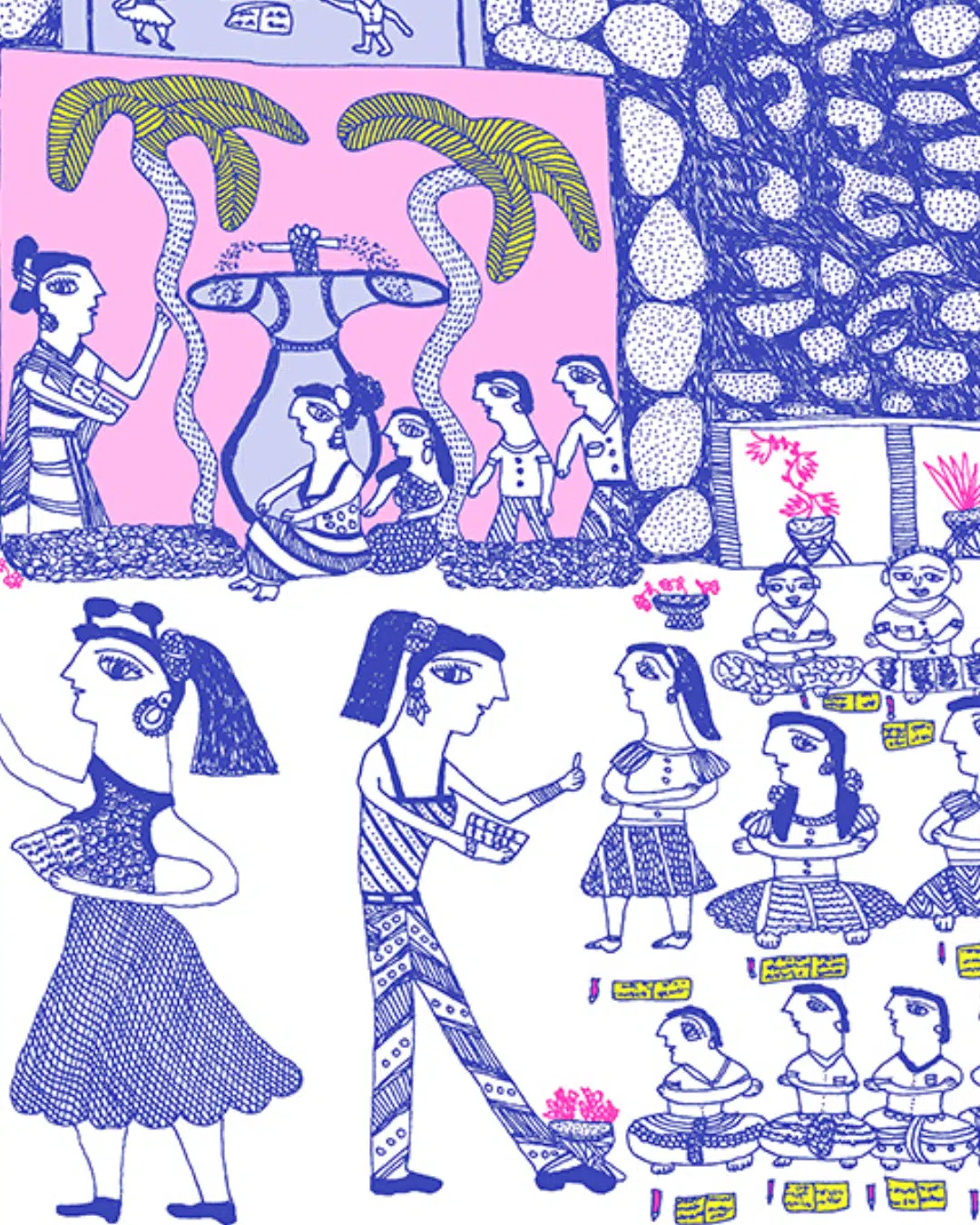 Sangita Jogi. The Women I Could Be, Year unknown. Off-set printed with special spot colours. Courtesy of Tara Books.