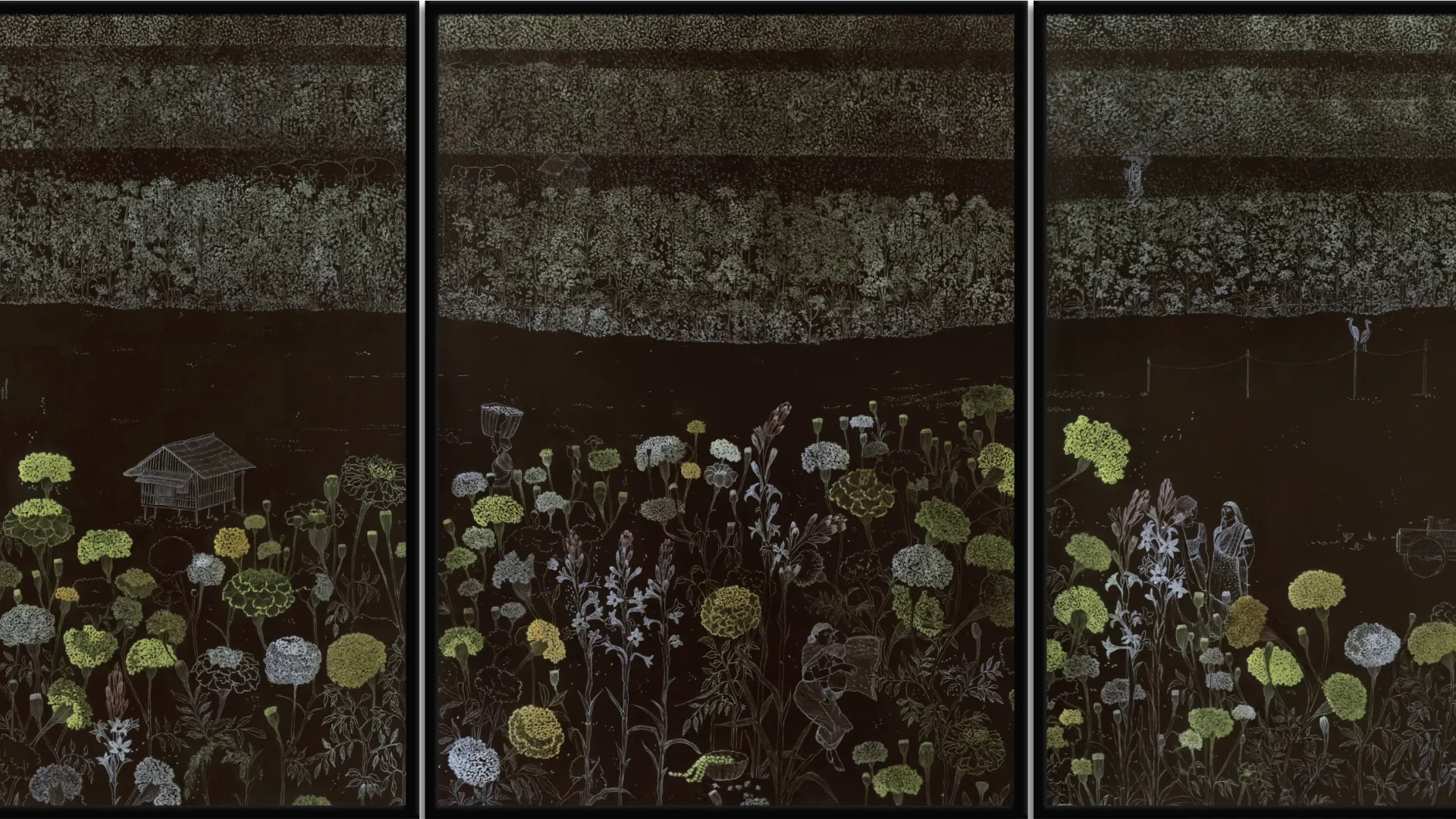 Ratna Bardhan, Marigold (Triptych), 2026